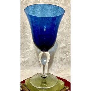 Vintage Cobalt Blue Sapphire Water Wine Glass Goblet ~ Perfect